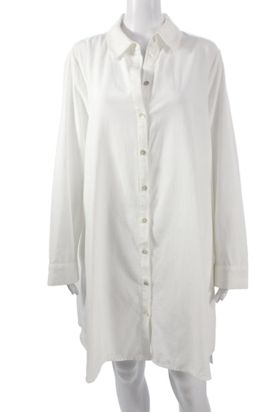 Rachel Zoe Womens White Collared Shirt Dress Long Sleeve Cotton Size XL