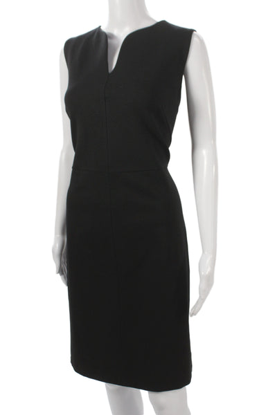 Tahari Womens Sheath Dress Black V-Neck Knee Length Zip Size 14