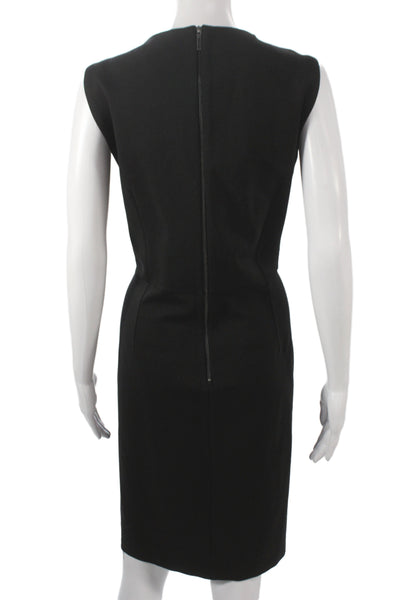 Tahari Womens Sheath Dress Black V-Neck Knee Length Zip Size 14