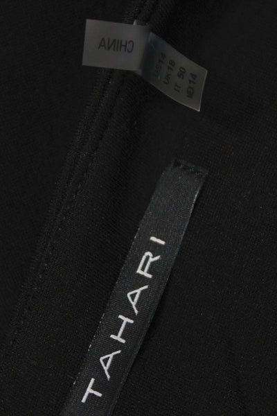 Tahari Womens Sheath Dress Black V-Neck Knee Length Zip Size 14
