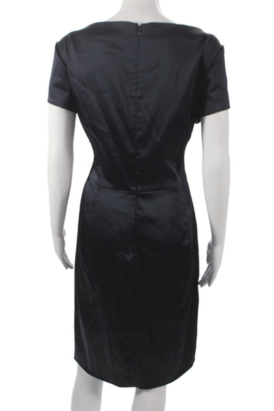 Chetta B Women Sheath Dress Black V-Neck Knee Length Short Sleeve Size 16