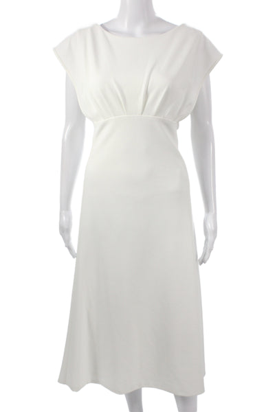 Calvin Klein Womens Sheath Dress White Boat Neck Knee Length Size 16