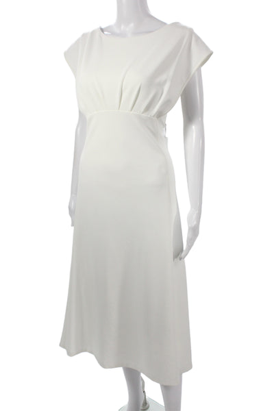 Calvin Klein Womens Sheath Dress White Boat Neck Knee Length Size 16