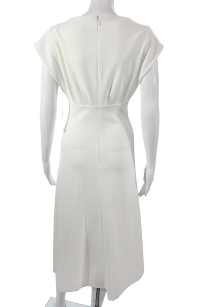 Calvin Klein Womens Sheath Dress White Boat Neck Knee Length Size 16