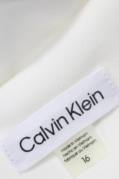 Calvin Klein Womens Sheath Dress White Boat Neck Knee Length Size 16