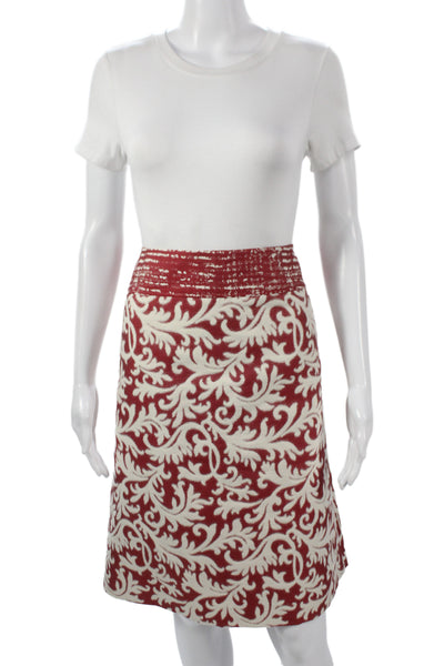 Ellen Tracy Women A-Line Red Floral Skirt Knee Length Zip Size 16