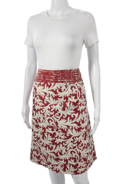 Ellen Tracy Women A-Line Red Floral Skirt Knee Length Zip Size 16