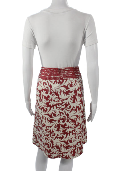 Ellen Tracy Women A-Line Red Floral Skirt Knee Length Zip Size 16