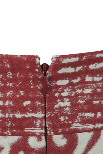 Ellen Tracy Women A-Line Red Floral Skirt Knee Length Zip Size 16
