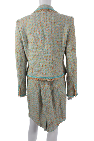 Cynthia Cynthia Steffe Womens Tweed Blazer Skirt Suit Blue Orange Size Large/12
