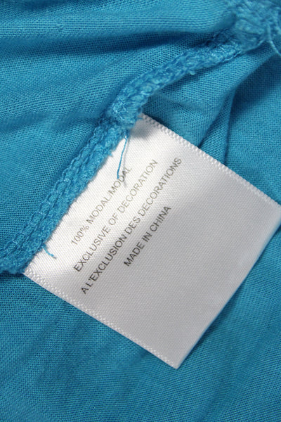 Tory Burch Womens Jersey Scoop Neck Short Sleeve T-Shirt Blue Birds Size S