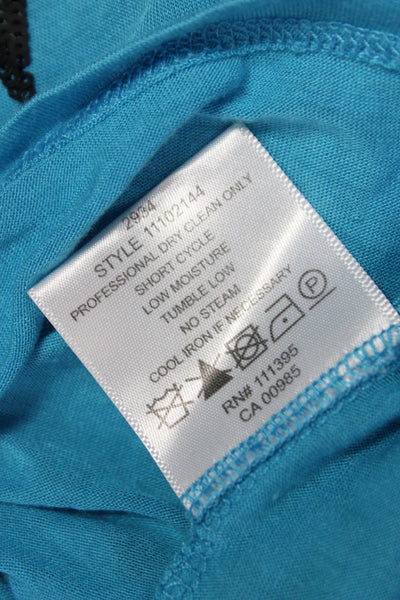 Tory Burch Womens Jersey Scoop Neck Short Sleeve T-Shirt Blue Birds Size S
