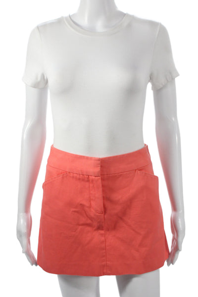 Trina Turk Women Mini Skort Orange Cotton Size 4