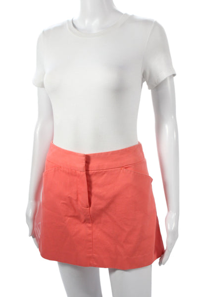Trina Turk Women Mini Skort Orange Cotton Size 4