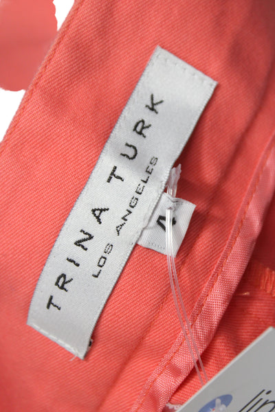 Trina Turk Women Mini Skort Orange Cotton Size 4