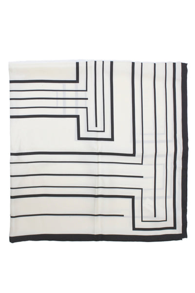 Lafayette 148 New York Womens Silk Square Geometric Scarf White Black 35"x35"