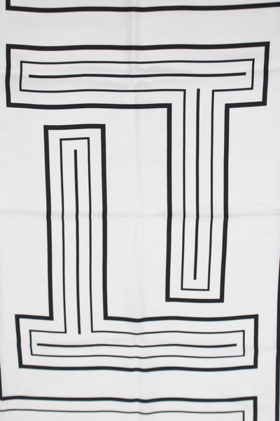 Lafayette 148 New York Womens Silk Square Geometric Scarf White Black 35"x35"