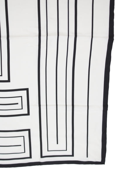 Lafayette 148 New York Womens Silk Square Geometric Scarf White Black 35"x35"