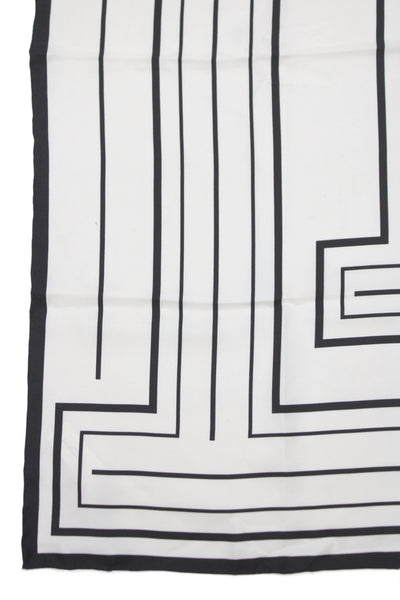 Lafayette 148 New York Womens Silk Square Geometric Scarf White Black 35"x35"