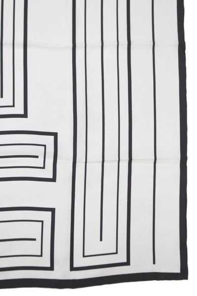 Lafayette 148 New York Womens Silk Square Geometric Scarf White Black 35"x35"