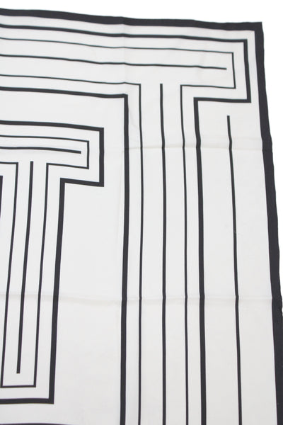 Lafayette 148 New York Womens Silk Square Geometric Scarf White Black 35"x35"