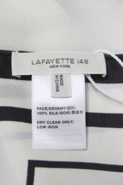 Lafayette 148 New York Womens Silk Square Geometric Scarf White Black 35"x35"