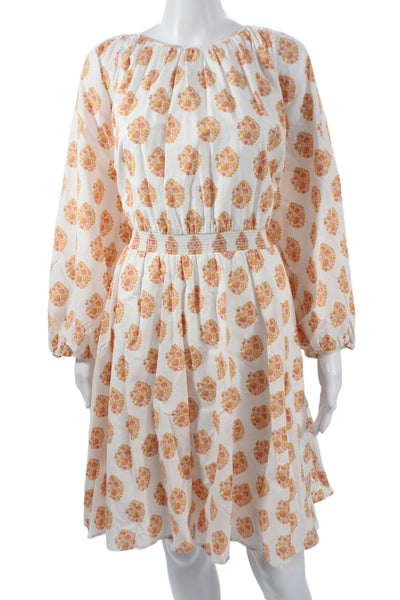 J Crew Womens Blouson Floral Cotton Knee Length Dress Long Sleeve Size 2X