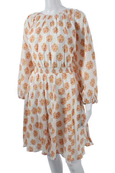 J Crew Womens Blouson Floral Cotton Knee Length Dress Long Sleeve Size 2X