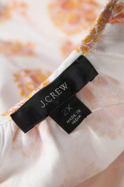 J Crew Womens Blouson Floral Cotton Knee Length Dress Long Sleeve Size 2X