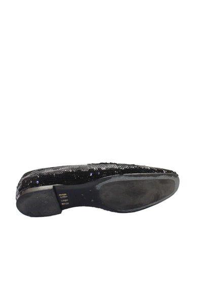Emporio Armani Mens Sequins Embellished Flat Loafers Shoes Black Size 11