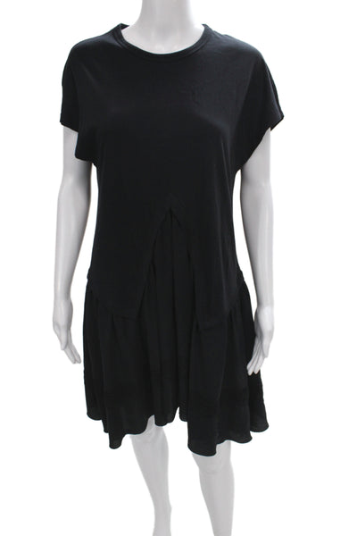 No. 21 Womens Black Cotton T Shirt Mini Dress Short Sleeve Crew Neck Size 36