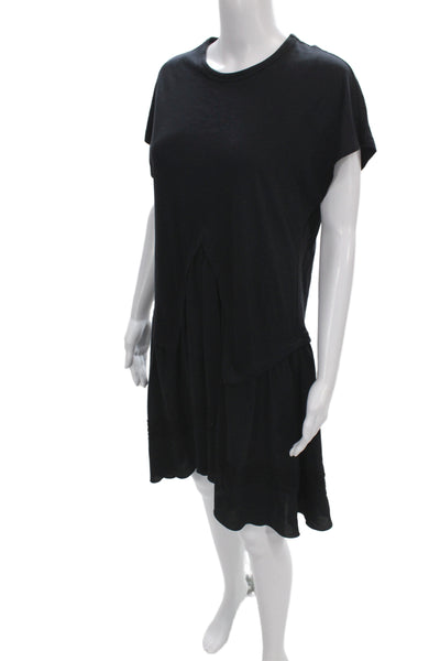 No. 21 Womens Black Cotton T Shirt Mini Dress Short Sleeve Crew Neck Size 36