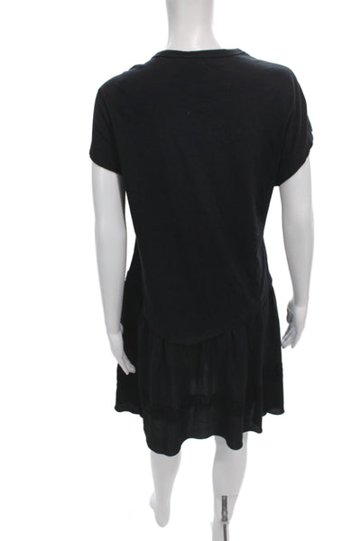 No. 21 Womens Black Cotton T Shirt Mini Dress Short Sleeve Crew Neck Size 36