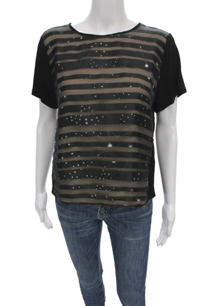Vionnet Womens Beige Striped Viscose Short Sleeve Round Neck T-Shirt Size 38