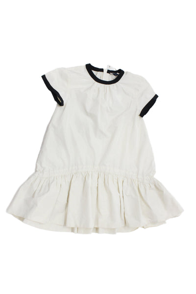 Moncler Girls Crew Neck Color Block Short Sleeve Tiered Dress Bone Size 8Y