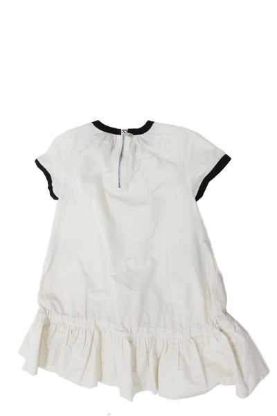 Moncler Girls Crew Neck Color Block Short Sleeve Tiered Dress Bone Size 8Y