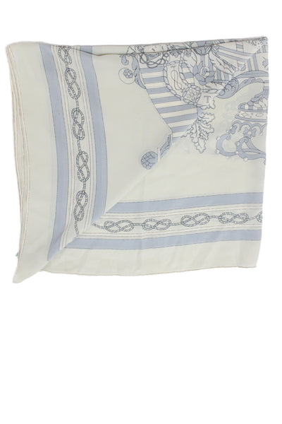 Emilio Pucci Womens For Reale Mutua Silk Scarf Blue Combo Size 32"x32"