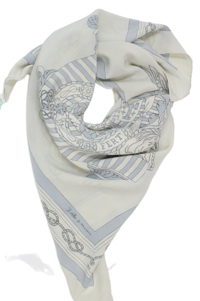 Emilio Pucci Womens For Reale Mutua Silk Scarf Blue Combo Size 32"x32"