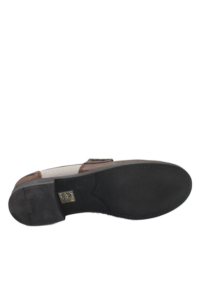 Miu Miu Women's Leather Penny Applique Panelled Loafers Brown Size 10.5
