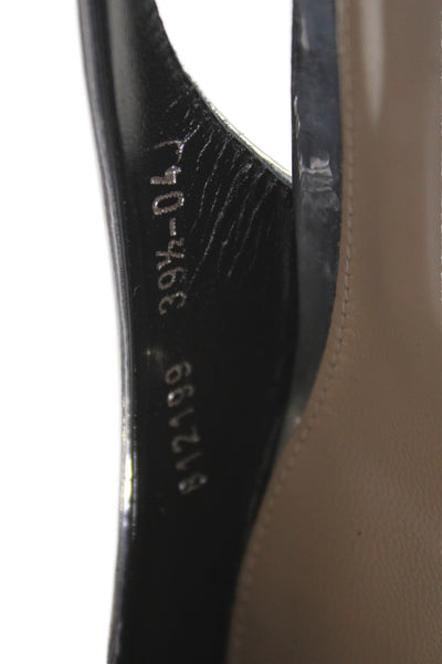 Gucci Women's Patent Leather Pointed  Signoria  Slingback Heels Silver Size 9.5