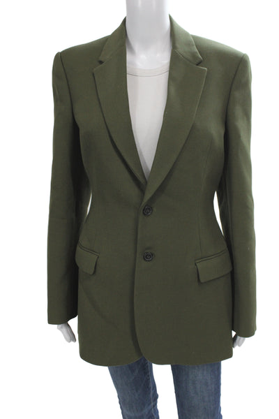 Wardrobe Women's Wool  Collared Longline  3 Button Closure Blazer Green Size  S