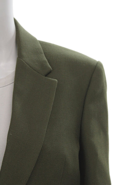 Wardrobe Women's Wool  Collared Longline  3 Button Closure Blazer Green Size  S