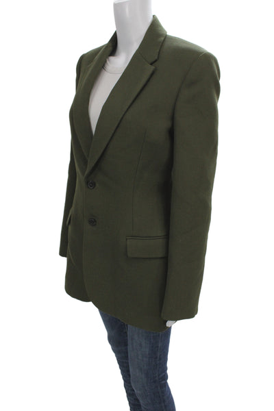 Wardrobe Women's Wool  Collared Longline  3 Button Closure Blazer Green Size  S