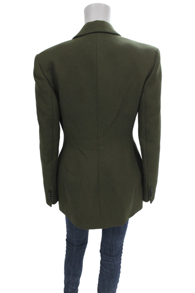 Wardrobe Women's Wool  Collared Longline  3 Button Closure Blazer Green Size  S