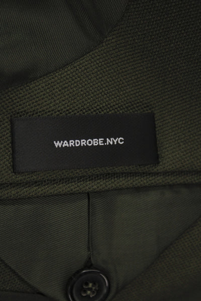 Wardrobe Women's Wool  Collared Longline  3 Button Closure Blazer Green Size  S