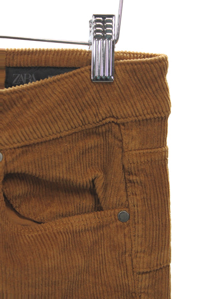 Zara Womens Brown Button Cotton Pants Size 36