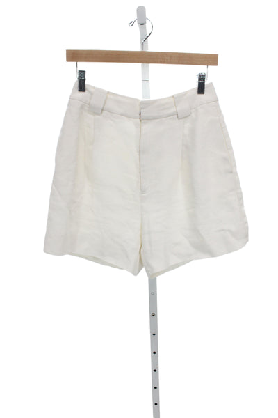 Sir Womens Chino Shorts White Solid Zip Viscose Summer Size 1