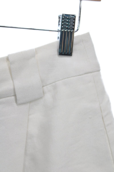 Sir Womens Chino Shorts White Solid Zip Viscose Summer Size 1