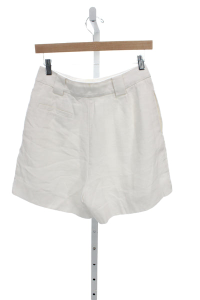 Sir Womens Chino Shorts White Solid Zip Viscose Summer Size 1