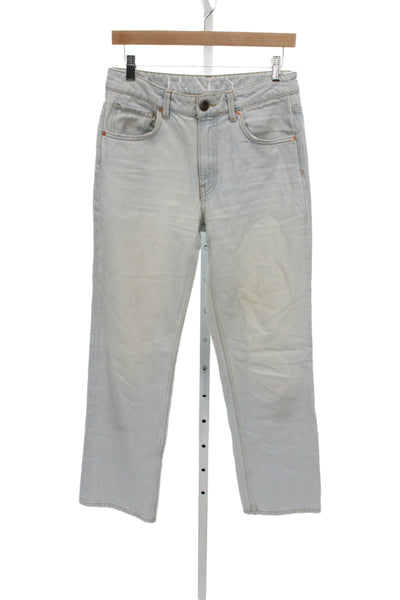 Raey Women Straight Jeans Mid Rise Blue Cotton Inseam 31 Size 26